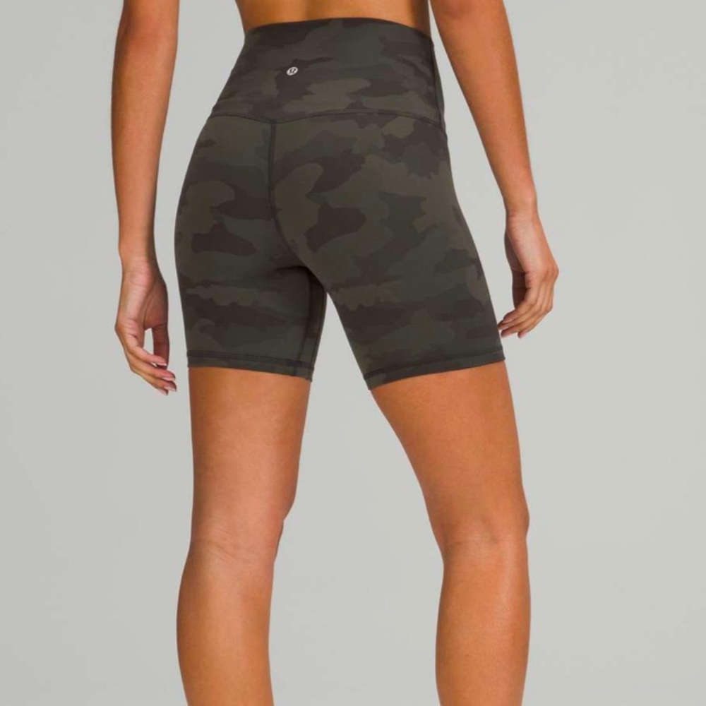 lululemon athletica Women's Green Camo High-Rise Athletic Shorts
